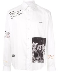 Мужская бело-черная рубашка с длинным рукавом с принтом от Band Of Outsiders