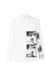 Мужская бело-черная рубашка с длинным рукавом с принтом от Calvin Klein 205W39nyc