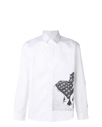 Мужская бело-черная рубашка с длинным рукавом с принтом от Calvin Klein Jeans