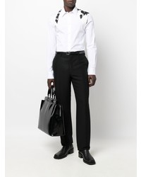 Мужская бело-черная рубашка с длинным рукавом с принтом от Alexander McQueen