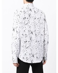 Мужская бело-черная рубашка с длинным рукавом с принтом от Armani Exchange