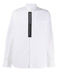 Мужская бело-черная рубашка с длинным рукавом с принтом от Givenchy