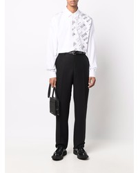 Мужская бело-черная рубашка с длинным рукавом с принтом от VERSACE JEANS COUTURE