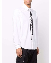 Мужская бело-черная рубашка с длинным рукавом с принтом от Just Cavalli