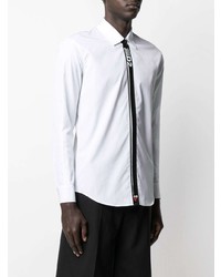 Мужская бело-черная рубашка с длинным рукавом с принтом от DSQUARED2