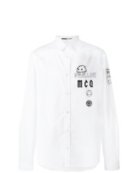 Мужская бело-черная рубашка с длинным рукавом с принтом от McQ Alexander McQueen