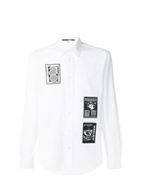 Мужская бело-черная рубашка с длинным рукавом с принтом от McQ Alexander McQueen