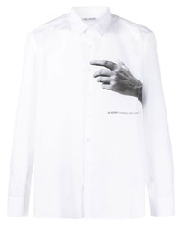 Мужская бело-черная рубашка с длинным рукавом с принтом от Neil Barrett