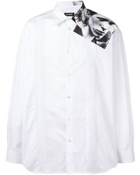 Мужская бело-черная рубашка с длинным рукавом с принтом от Raf Simons