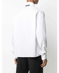 Мужская бело-черная рубашка с длинным рукавом с принтом от Just Cavalli