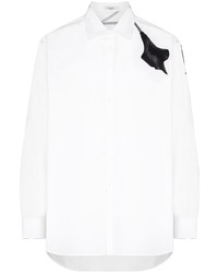 Мужская бело-черная рубашка с длинным рукавом с принтом от Valentino
