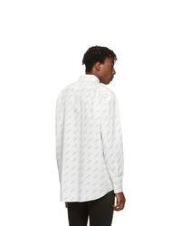Мужская бело-черная рубашка с длинным рукавом с принтом от Balenciaga