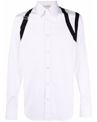Мужская бело-черная рубашка с длинным рукавом от Alexander McQueen