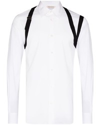 Мужская бело-черная рубашка с длинным рукавом от Alexander McQueen