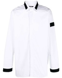 Мужская бело-черная рубашка с длинным рукавом от Balmain