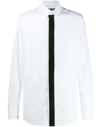 Мужская бело-черная рубашка с длинным рукавом от Dolce & Gabbana