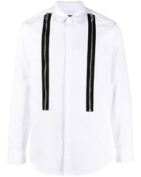 Мужская бело-черная рубашка с длинным рукавом от DSQUARED2