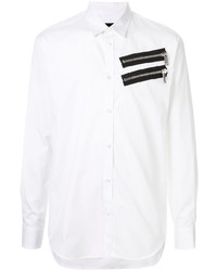 Мужская бело-черная рубашка с длинным рукавом от DSQUARED2