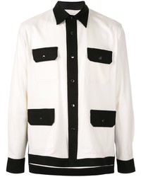 Мужская бело-черная рубашка с длинным рукавом от Fumito Ganryu