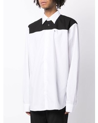 Мужская бело-черная рубашка с длинным рукавом от Raf Simons