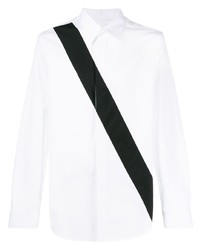 Мужская бело-черная рубашка с длинным рукавом от Helmut Lang