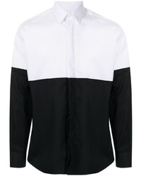 Мужская бело-черная рубашка с длинным рукавом от Karl Lagerfeld