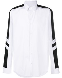 Мужская бело-черная рубашка с длинным рукавом от Les Hommes