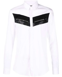 Мужская бело-черная рубашка с длинным рукавом от Les Hommes