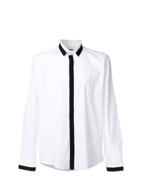 Мужская бело-черная рубашка с длинным рукавом от Les Hommes