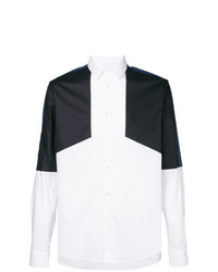 Мужская бело-черная рубашка с длинным рукавом от Les Hommes Urban