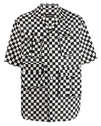 Мужская бело-черная рубашка с коротким рукавом в клетку от DSQUARED2