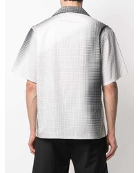 Мужская бело-черная рубашка с коротким рукавом в клетку от Prada