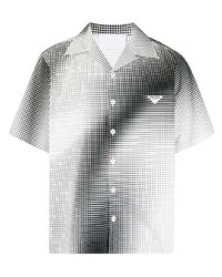 Мужская бело-черная рубашка с коротким рукавом в клетку от Prada