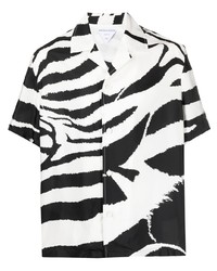 Мужская бело-черная рубашка с коротким рукавом с принтом от Bottega Veneta
