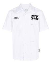Мужская бело-черная рубашка с коротким рукавом с принтом от Off-White
