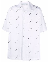 Мужская бело-черная рубашка с коротким рукавом с принтом от Off-White