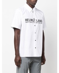 Мужская бело-черная рубашка с коротким рукавом с принтом от Helmut Lang