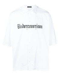 Мужская бело-черная рубашка с коротким рукавом с принтом от Undercoverism
