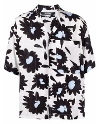 Мужская бело-черная рубашка с коротким рукавом с цветочным принтом от Jacquemus