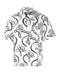 Мужская бело-черная рубашка с коротким рукавом с цветочным принтом от Jacquemus