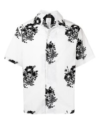 Мужская бело-черная рубашка с коротким рукавом с цветочным принтом от N°21
