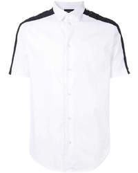 Мужская бело-черная рубашка с коротким рукавом от Emporio Armani