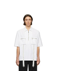 Мужская бело-черная рубашка с коротким рукавом от We11done