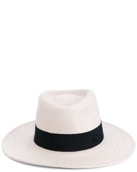 Женская бело-черная соломенная шляпа от Maison Michel