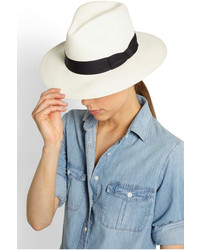 Женская бело-черная соломенная шляпа от Sensi