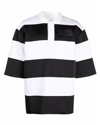 Мужская бело-черная футболка-поло в горизонтальную полоску от Ami Paris