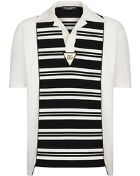 Мужская бело-черная футболка-поло в горизонтальную полоску от Dolce & Gabbana