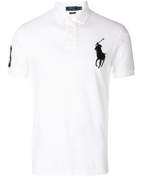 Мужская бело-черная футболка-поло с вышивкой от Polo Ralph Lauren
