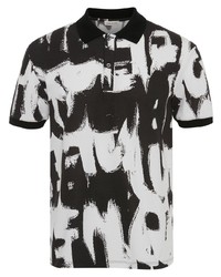 Мужская бело-черная футболка-поло с принтом от Alexander McQueen