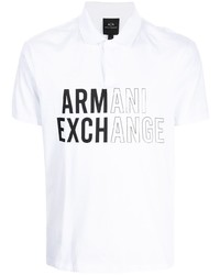 Мужская бело-черная футболка-поло с принтом от Armani Exchange